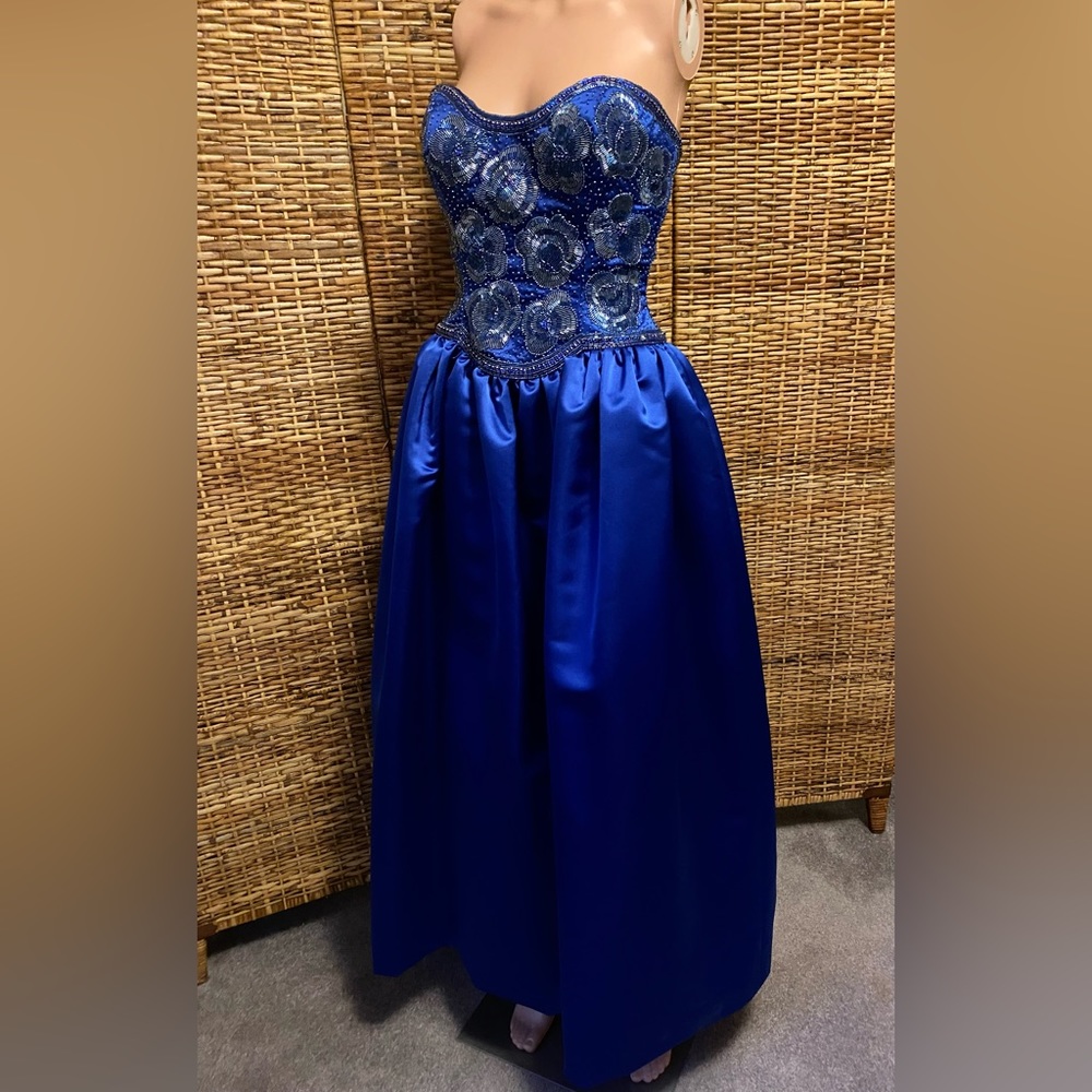Victoria Royal Blue Beaded Ball Gown Formal